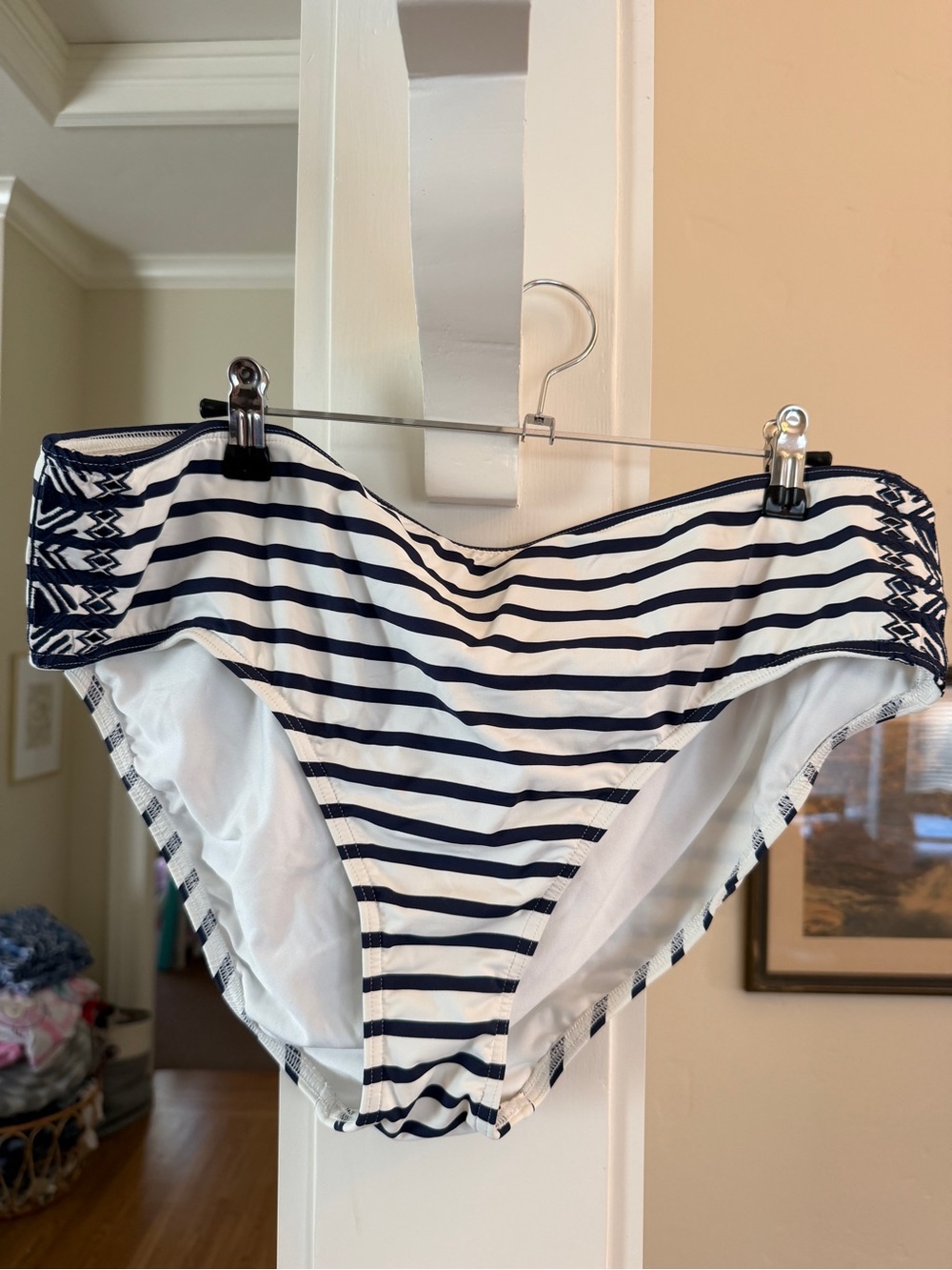 Lands' End Navy & White Striped Women's Swim Bottom